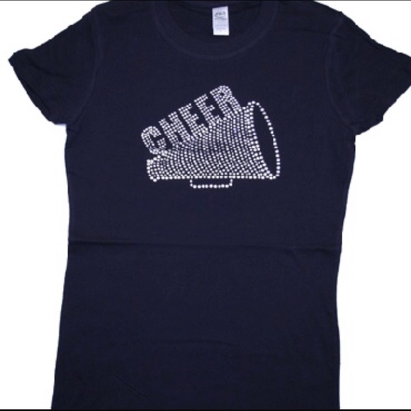 Next Level Apparel Tops Black Tshirt Crystal Bling Cheer Megaphone Poshmark